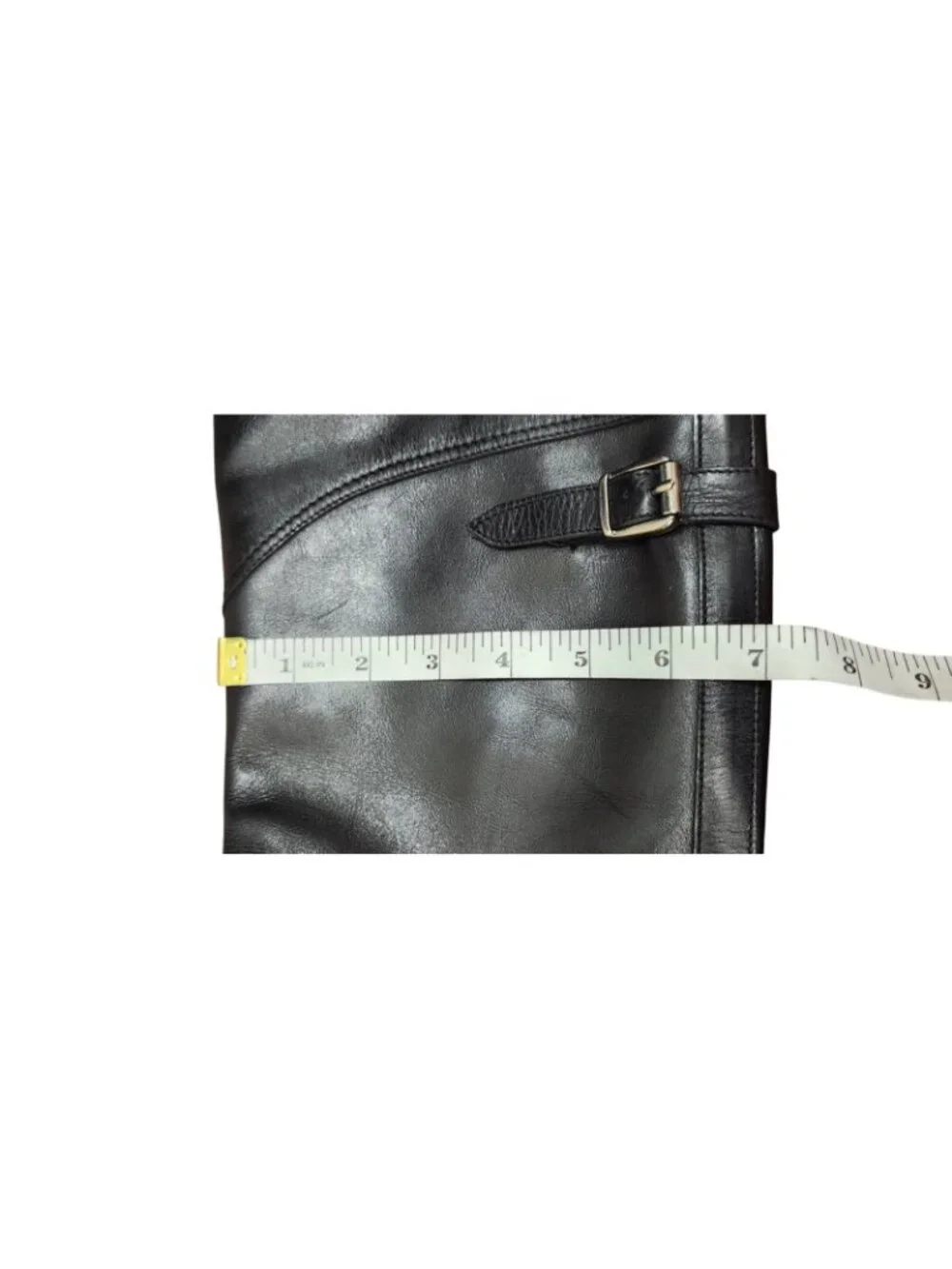 FRYE Black Leather Tall Riding Boots Size 8 Made in Spain Goodyear Welt Buckle